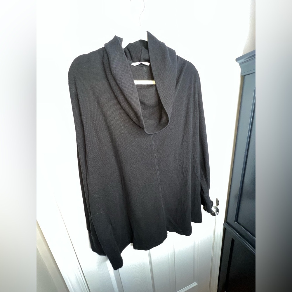 AnyBody X Large Black Loungewear Tunic Top Cowl Neck Waffle Knit Long Sleeve XL - Picture 3 of 12